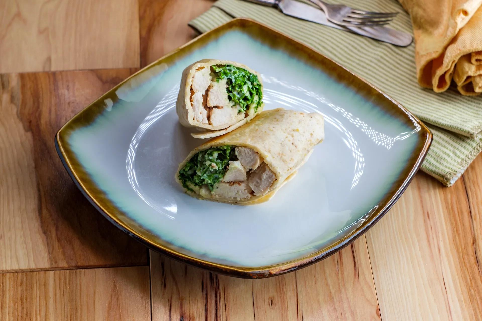 chicken caesar wrap avocado kefir dressing