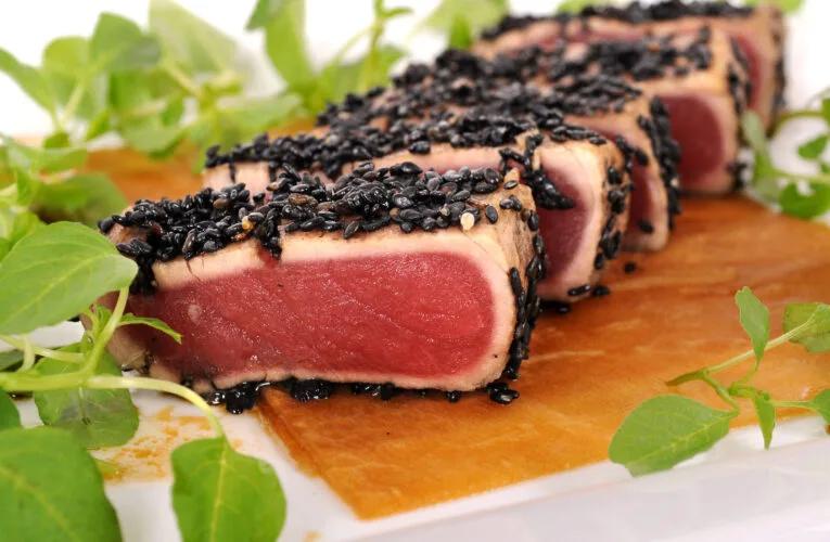 Sesame Tuna with Jicama-Cabbage Slaw