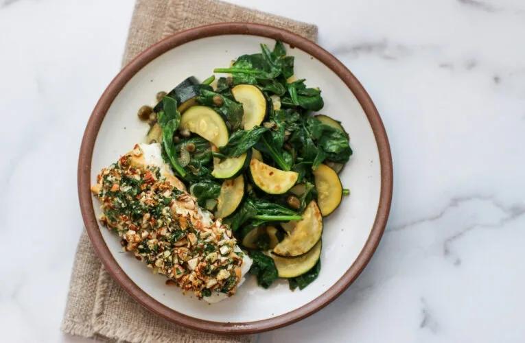 Baked Cod with Almonds and Herbs