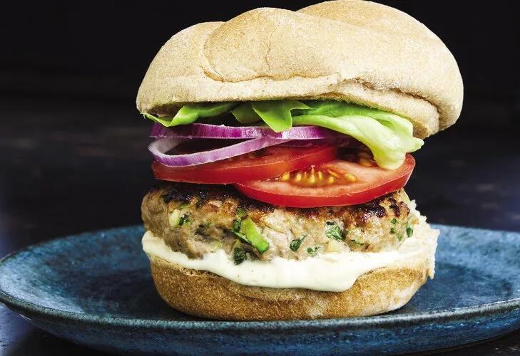 Chicken and Vegetable Burgers With the Works