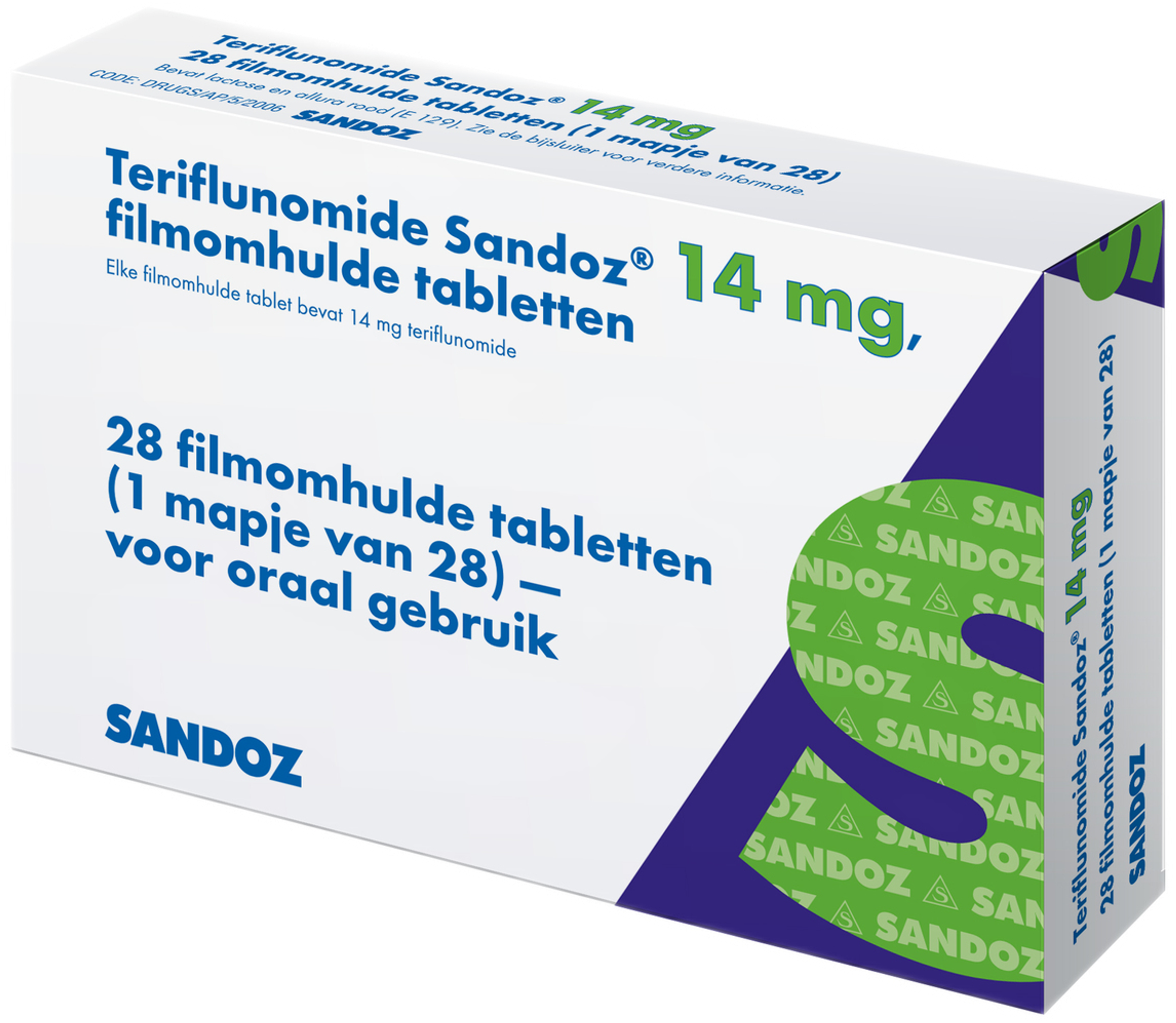 Teriflunomide Sandoz Tablet Filmomhuld 14mg