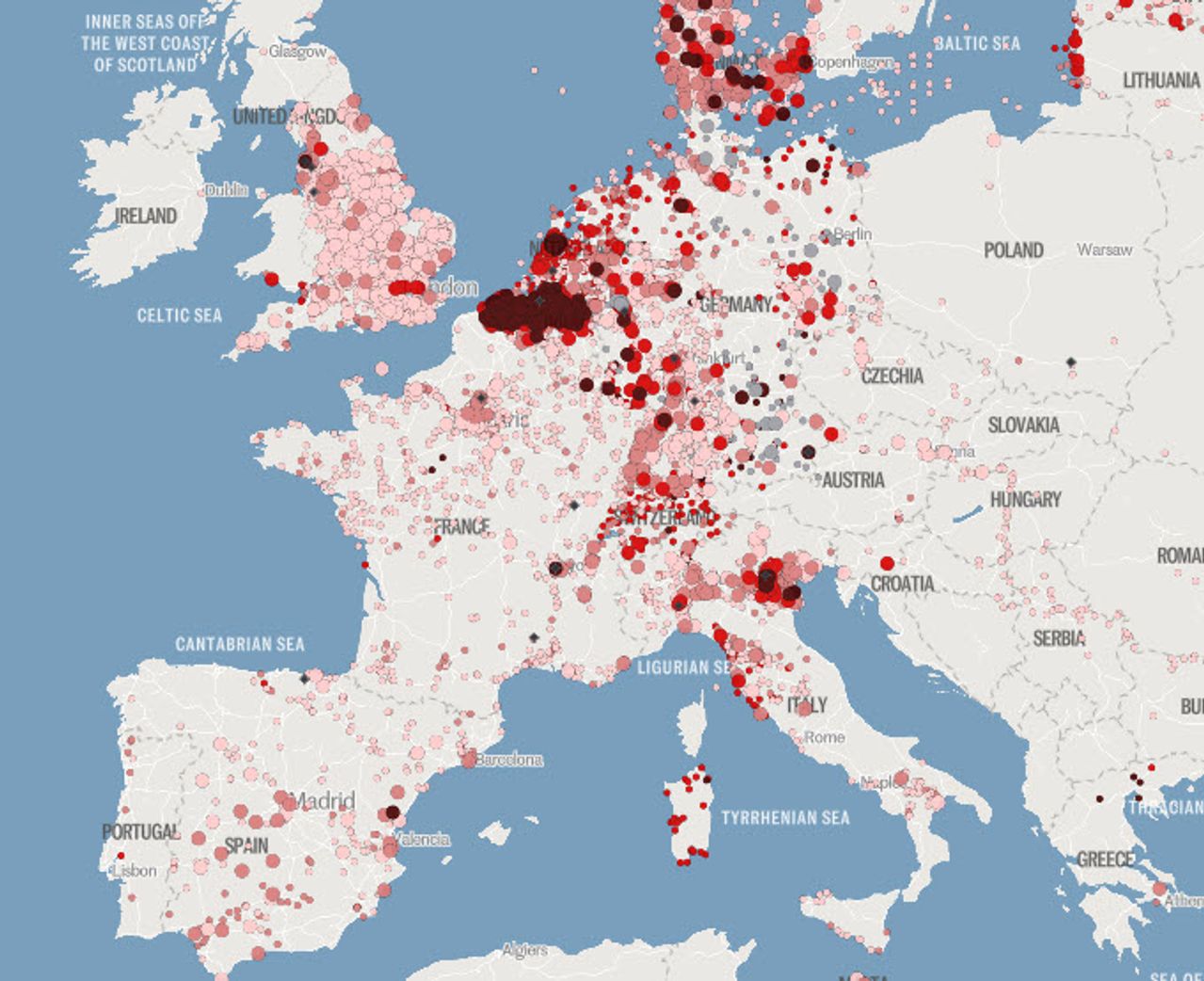 Présence avérée de PFAS en Europe.