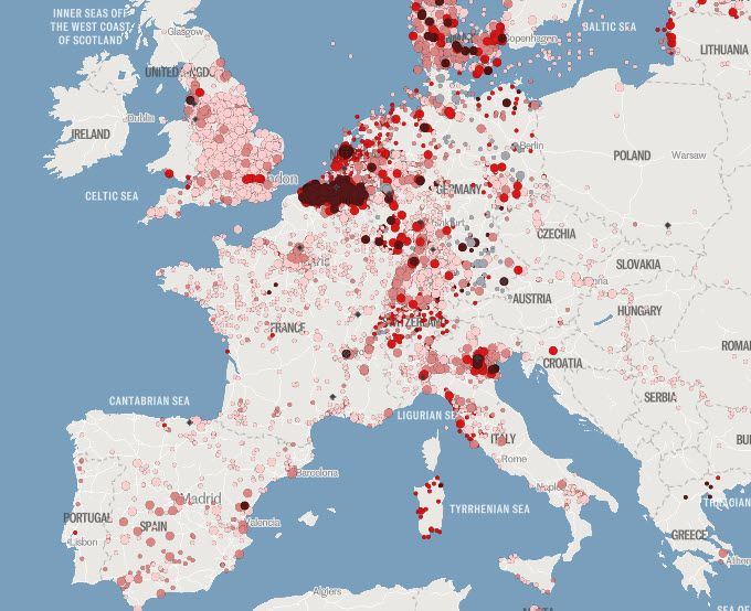 Présence avérée de PFAS en Europe.