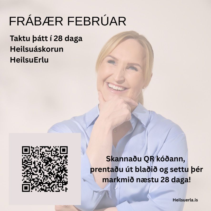 Frábær febrúar, heilsuáskorun, heilsuerla, 28 dagar, venjur