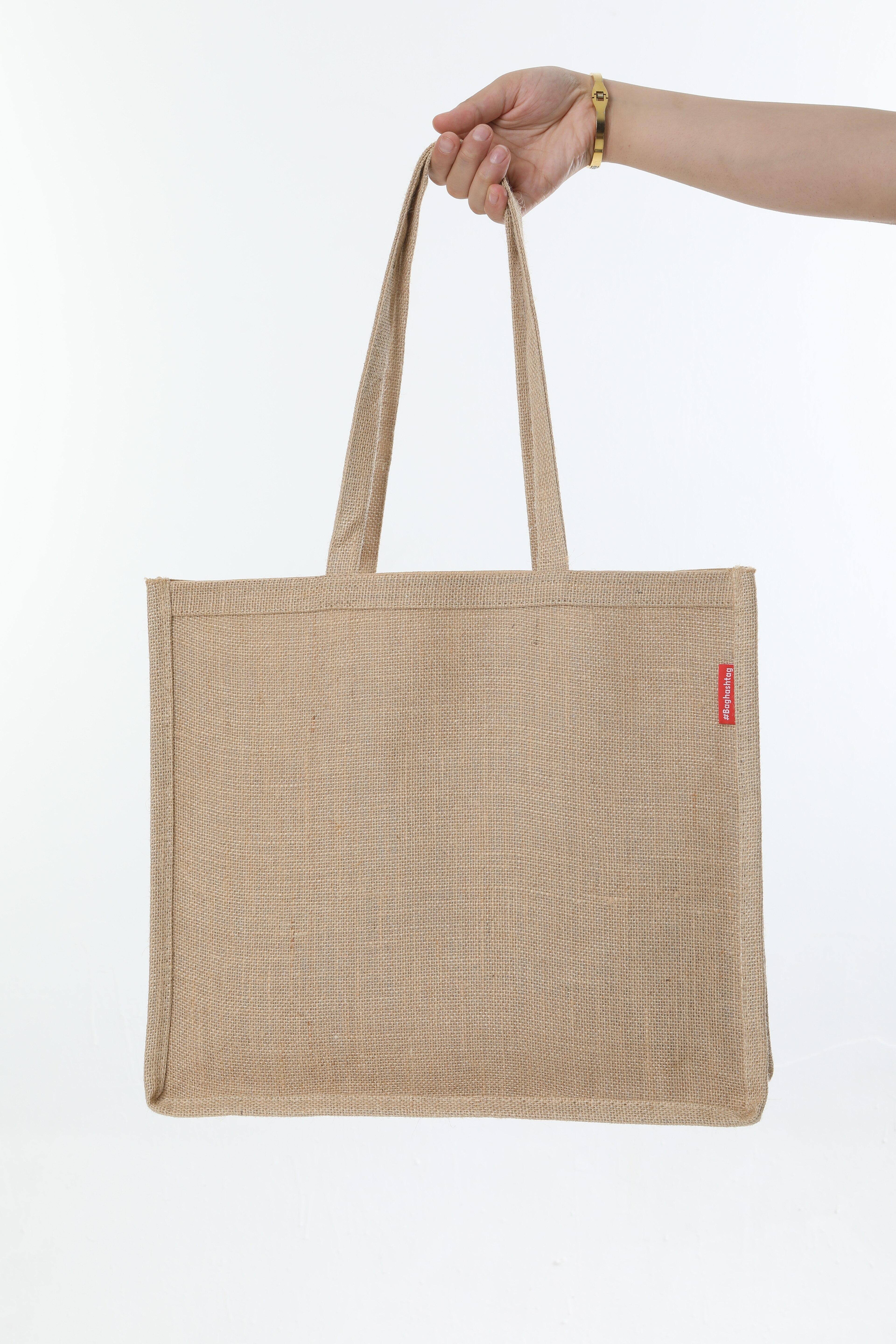 A plain jute tote bag