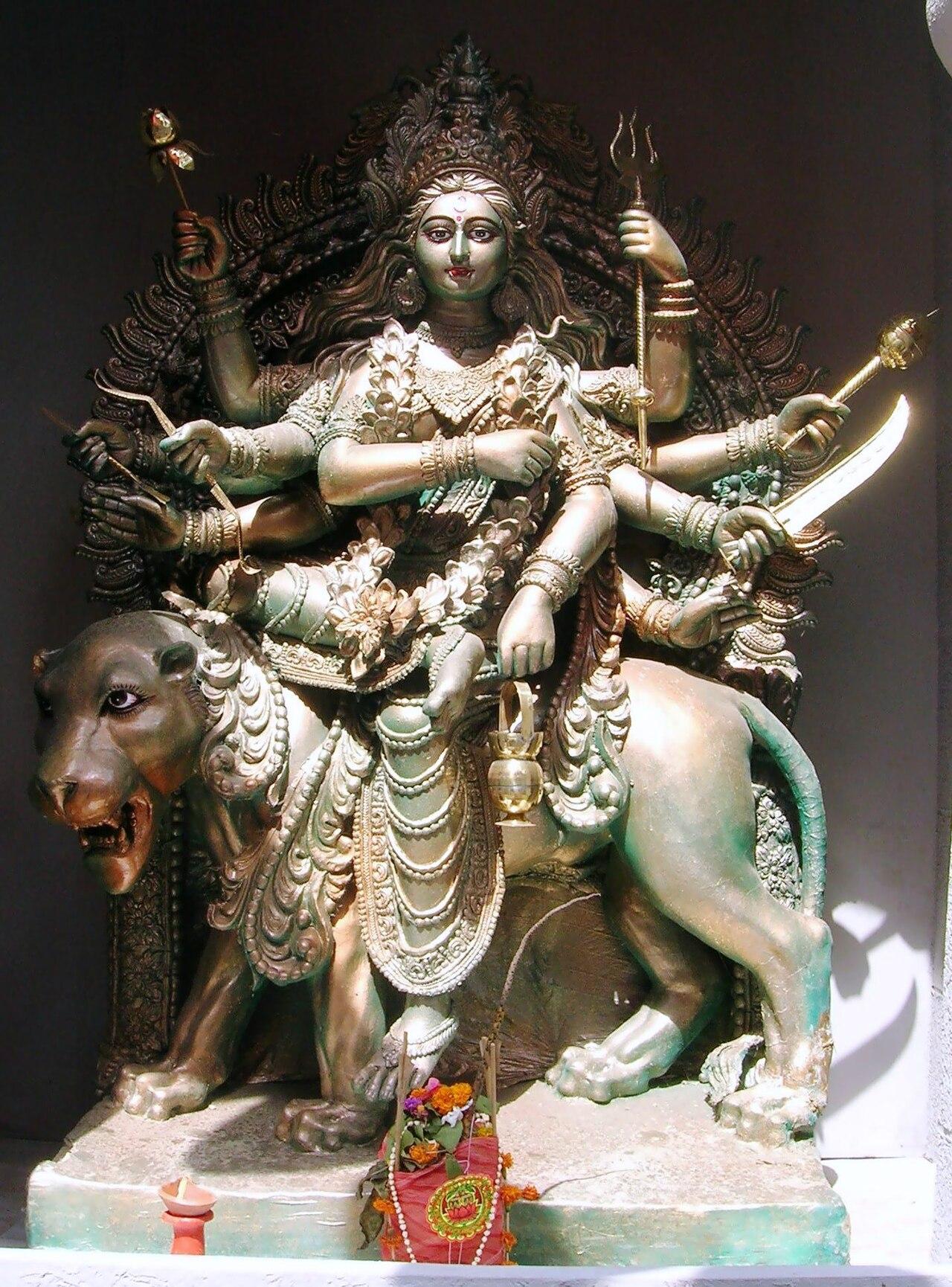 Idol of Maa Chandraghanta at the Sanghasri Durga Puja pandal, Kolkata, 2010