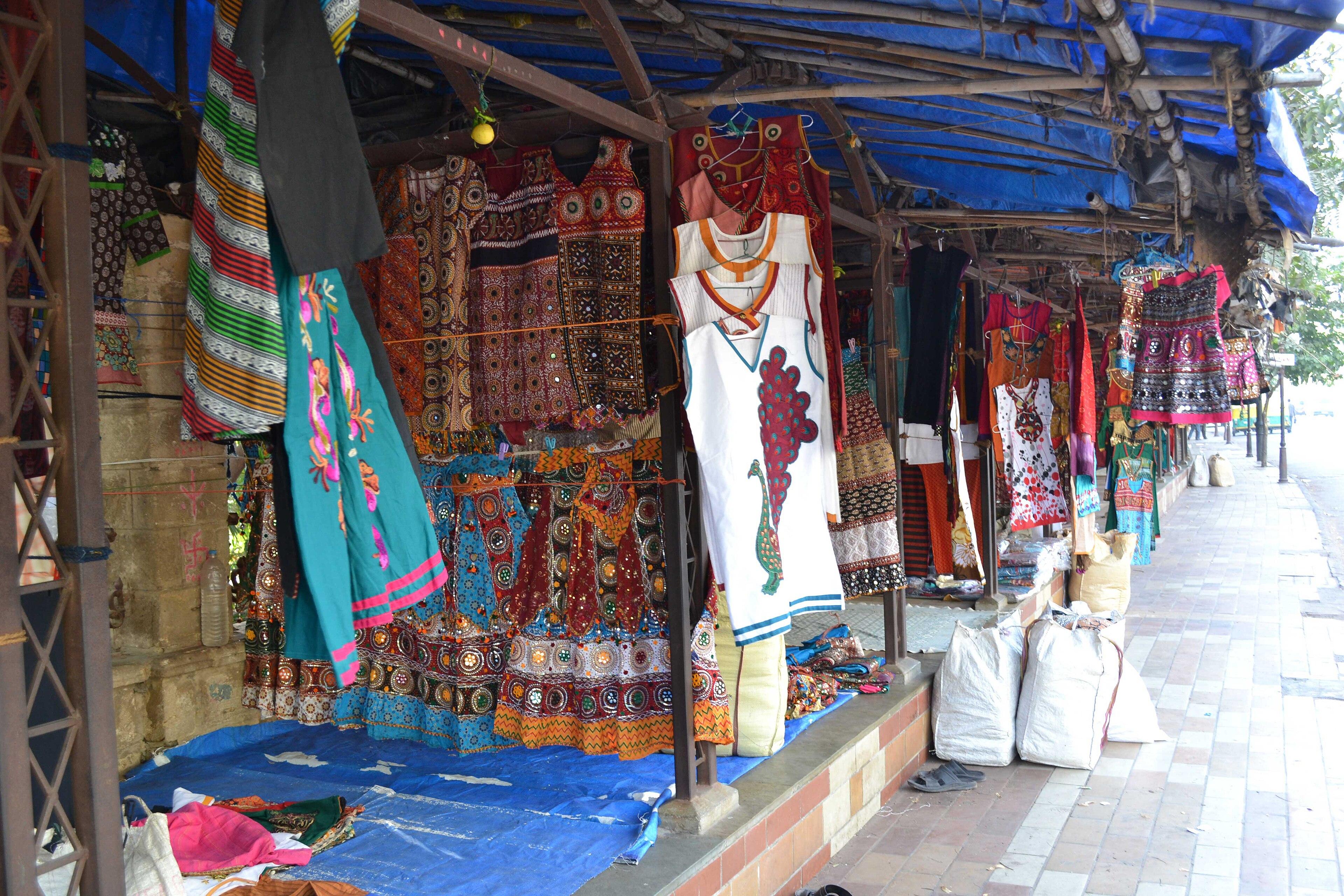 Chaniya choli stalls at the Law Garden market, Ahmedabad