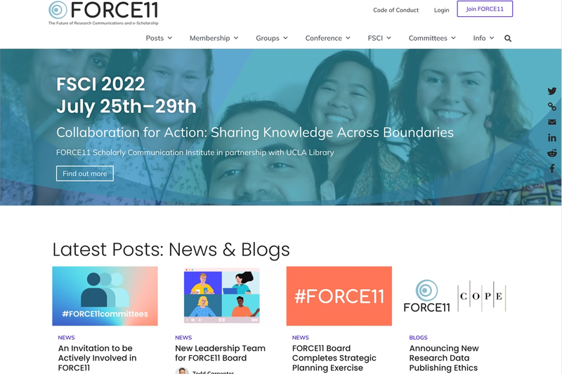 Force11 website homepage screengrab