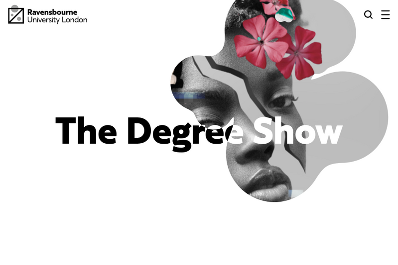 Ravensbourne 'The Degree Show' website homepage