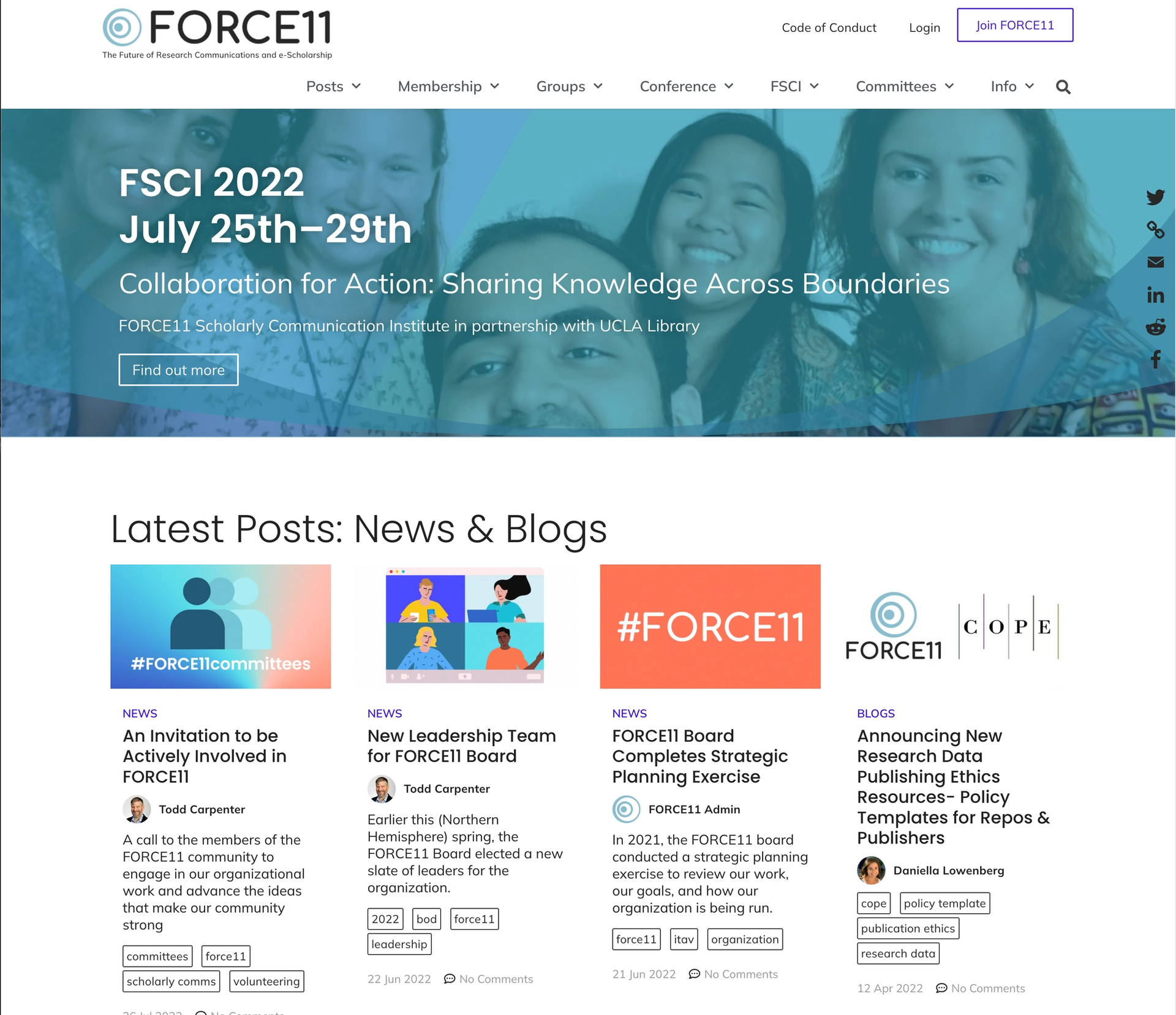 Force11 website homepage screengrab