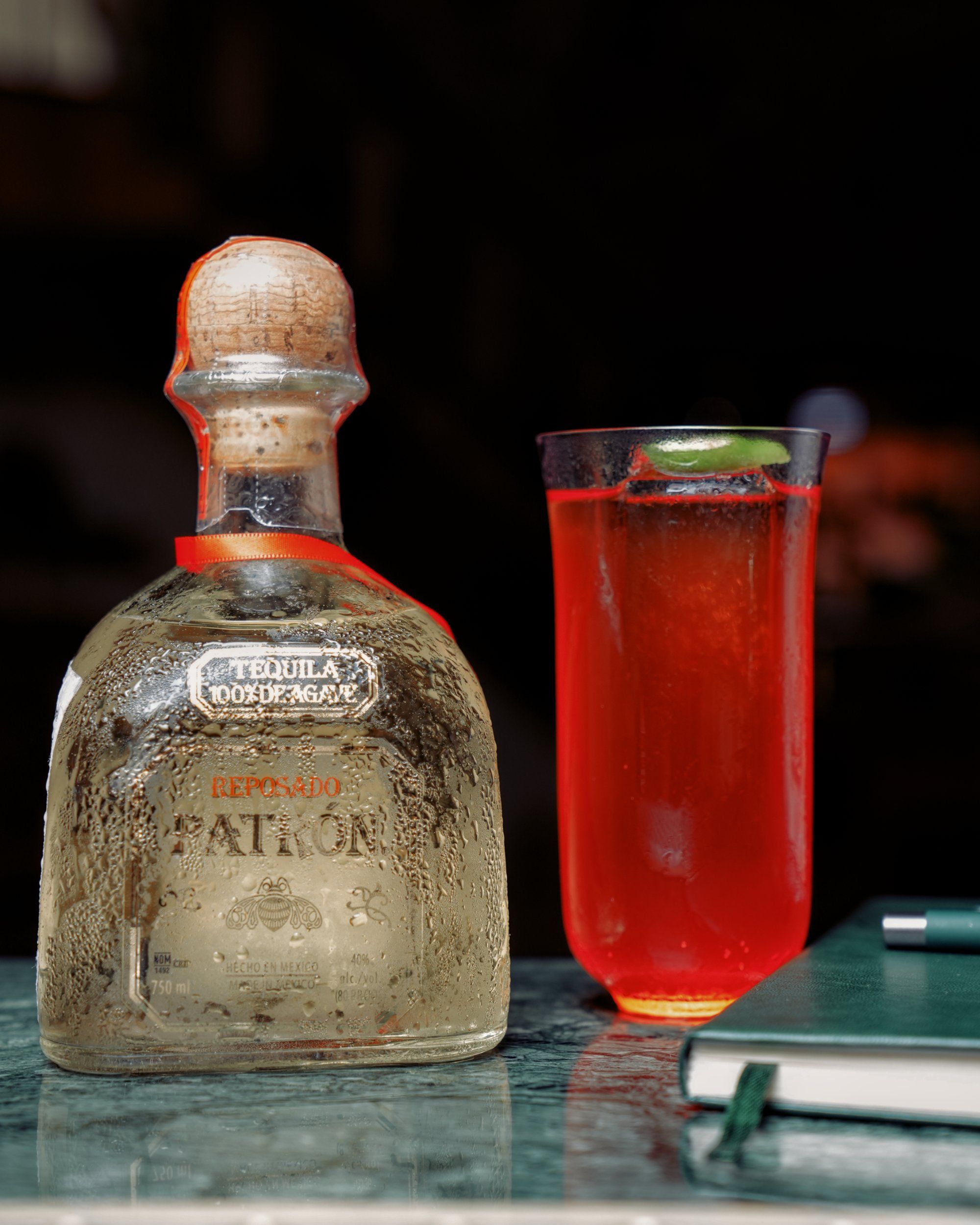 With the bottle