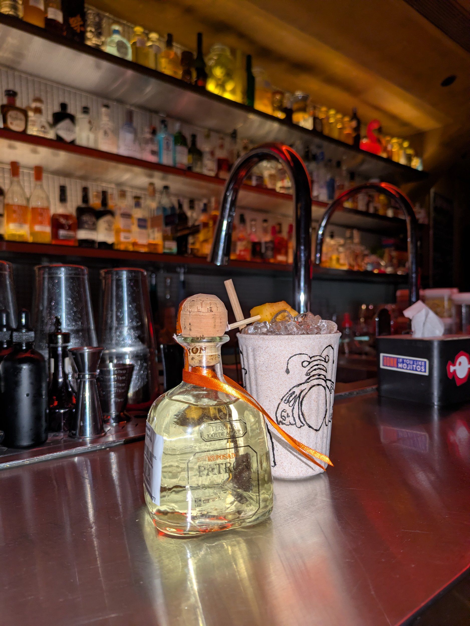 With the bottle