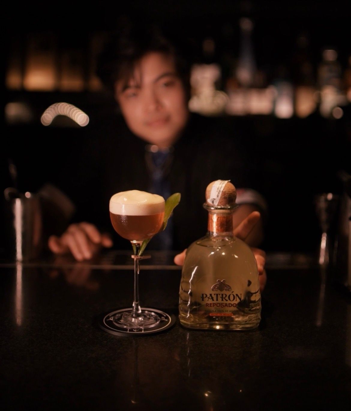 With the bottle
