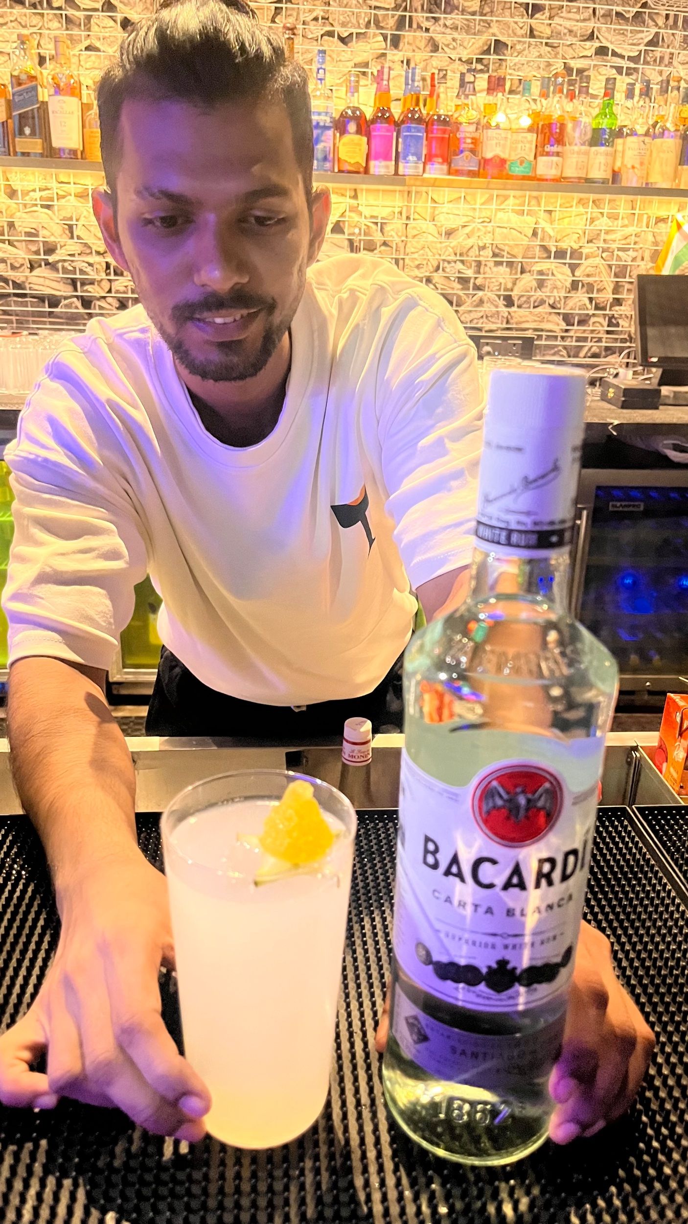 With the bottle
