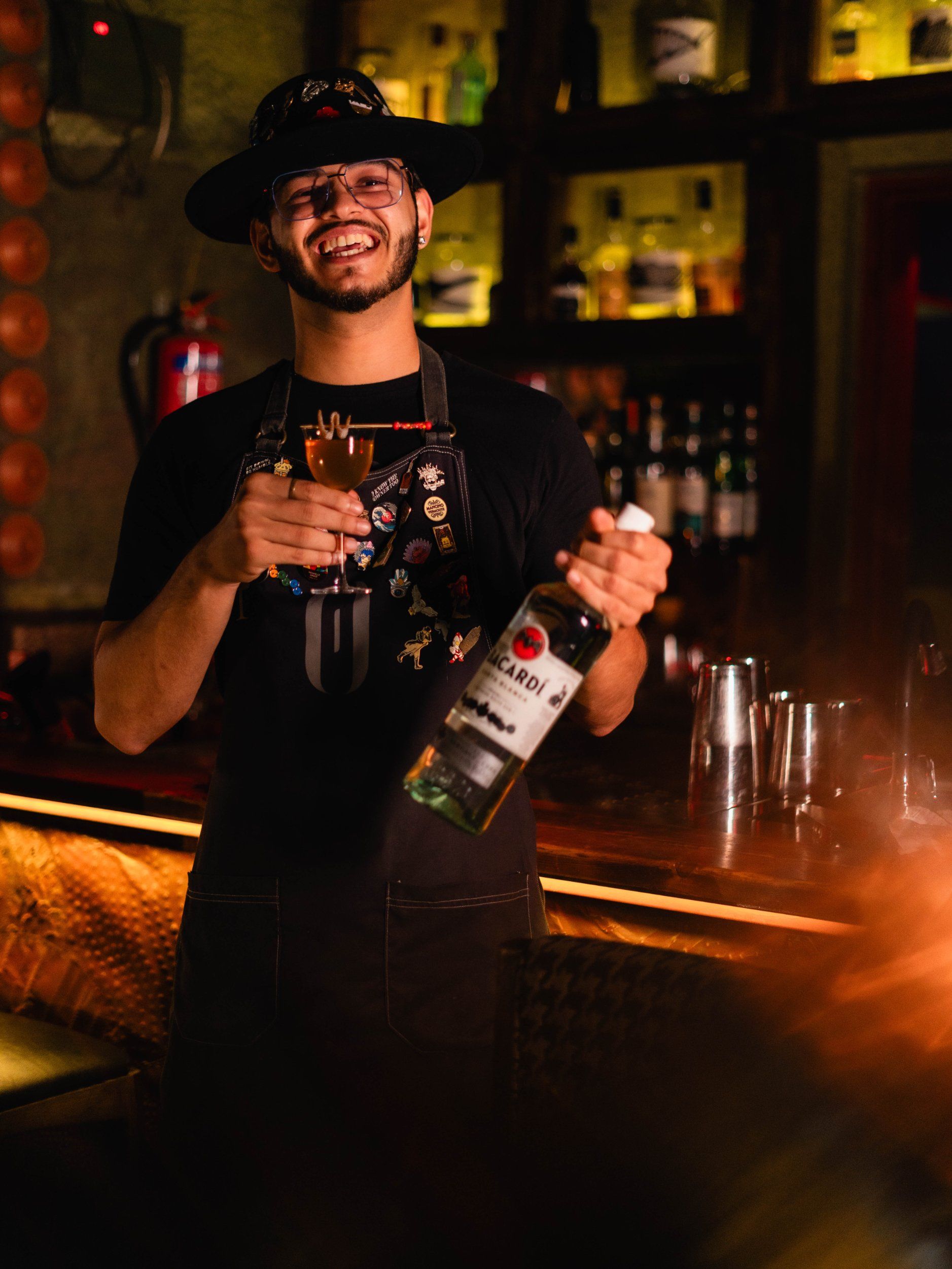 With the bottle