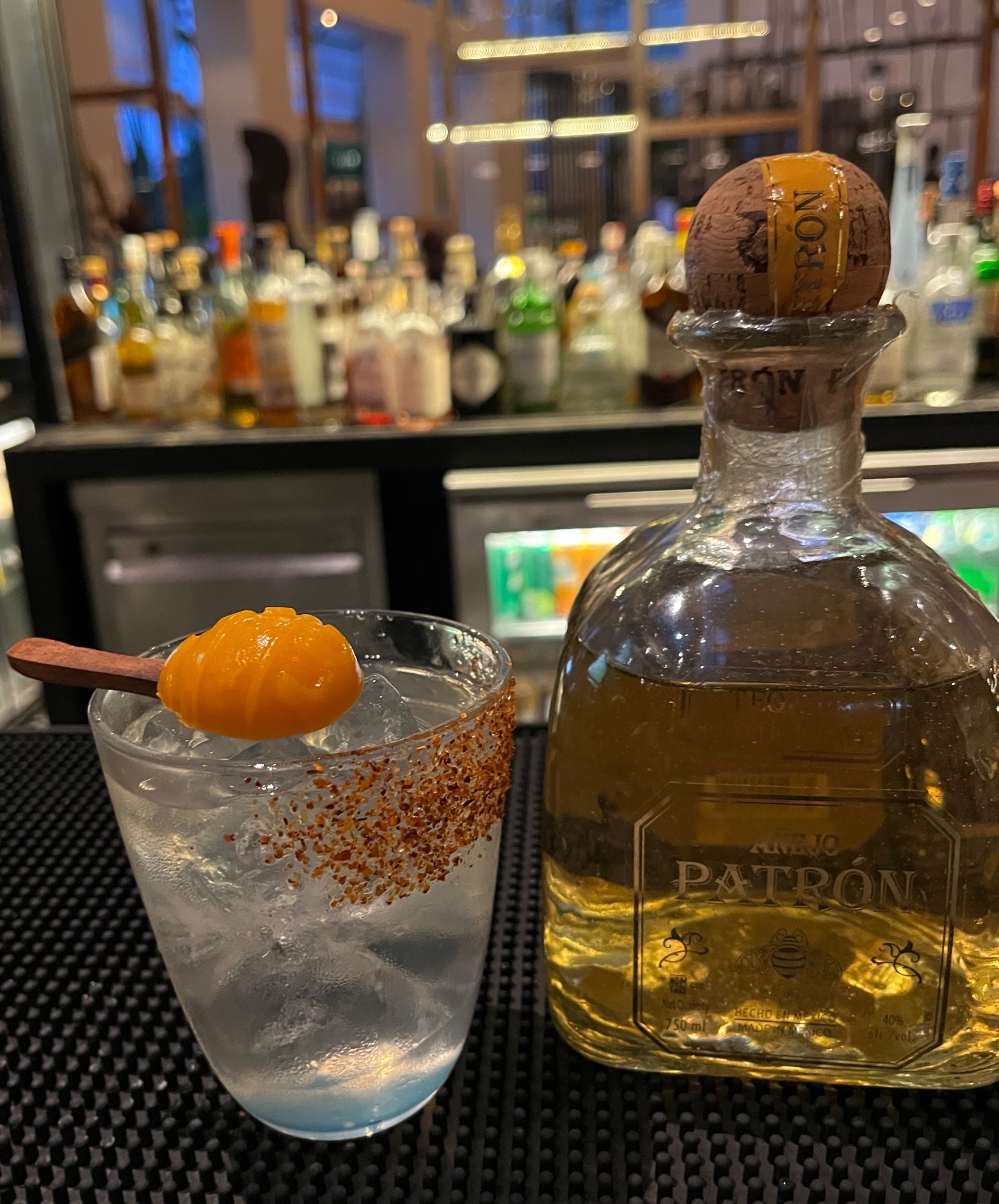 With the bottle