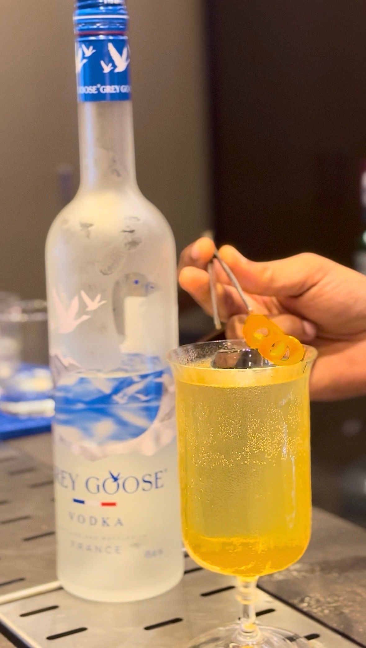 With the bottle