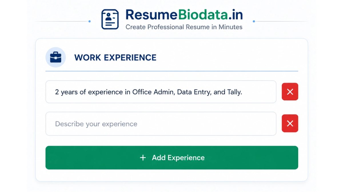 How to add work experience in resumebiodata.in online resume builder