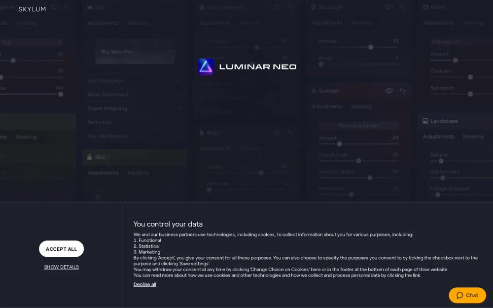 Luminar AI website screenshot Luminar AI website screenshot