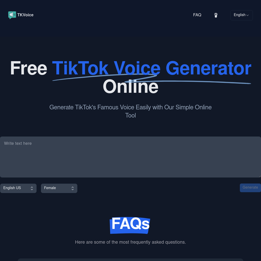 TKVoice website screenshot TKVoice website screenshot