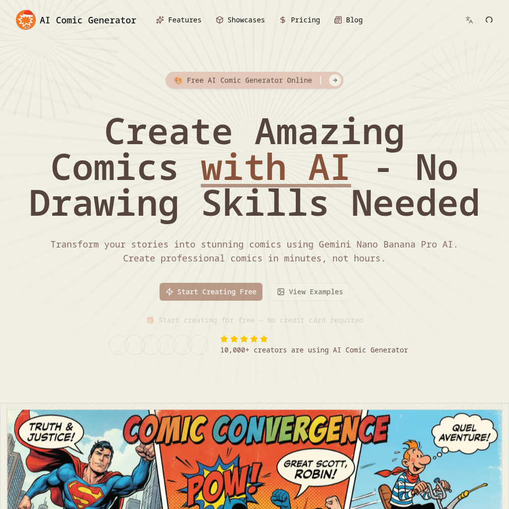 AI Comic Generator website screenshot AI Comic Generator website screenshot