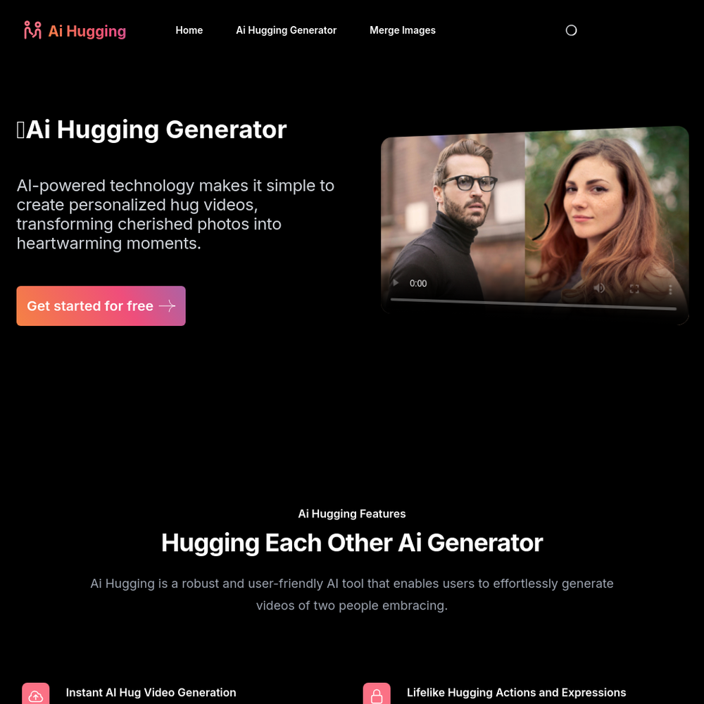 AI Hugging website screenshot AI Hugging website screenshot