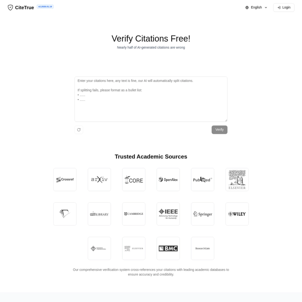 CiteTrue website screenshot CiteTrue website screenshot