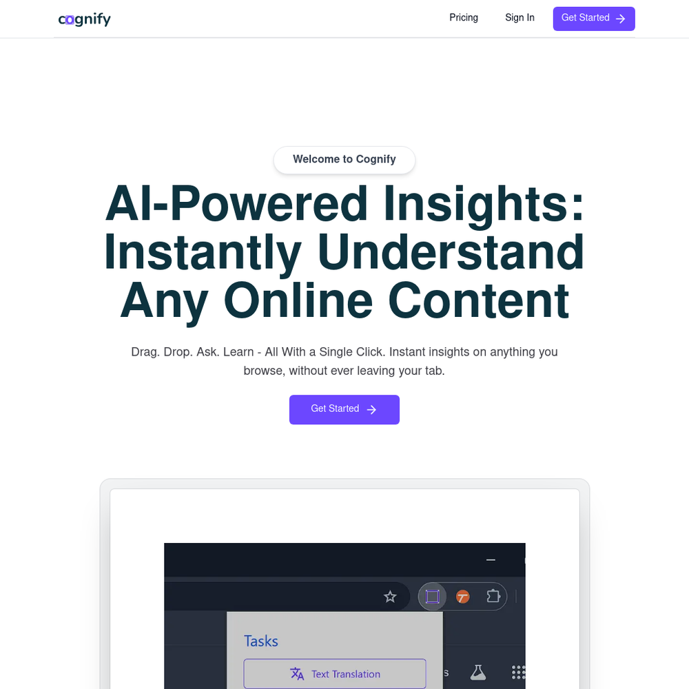 Cognify Insights website screenshot Cognify Insights website screenshot