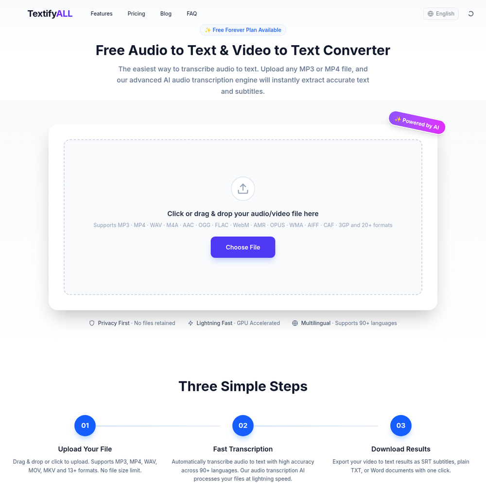 TextifyALL website screenshot TextifyALL website screenshot