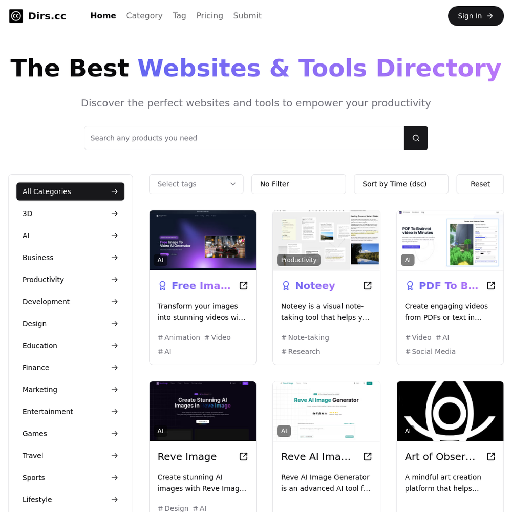 Dirs.cc website screenshot Dirs.cc website screenshot
