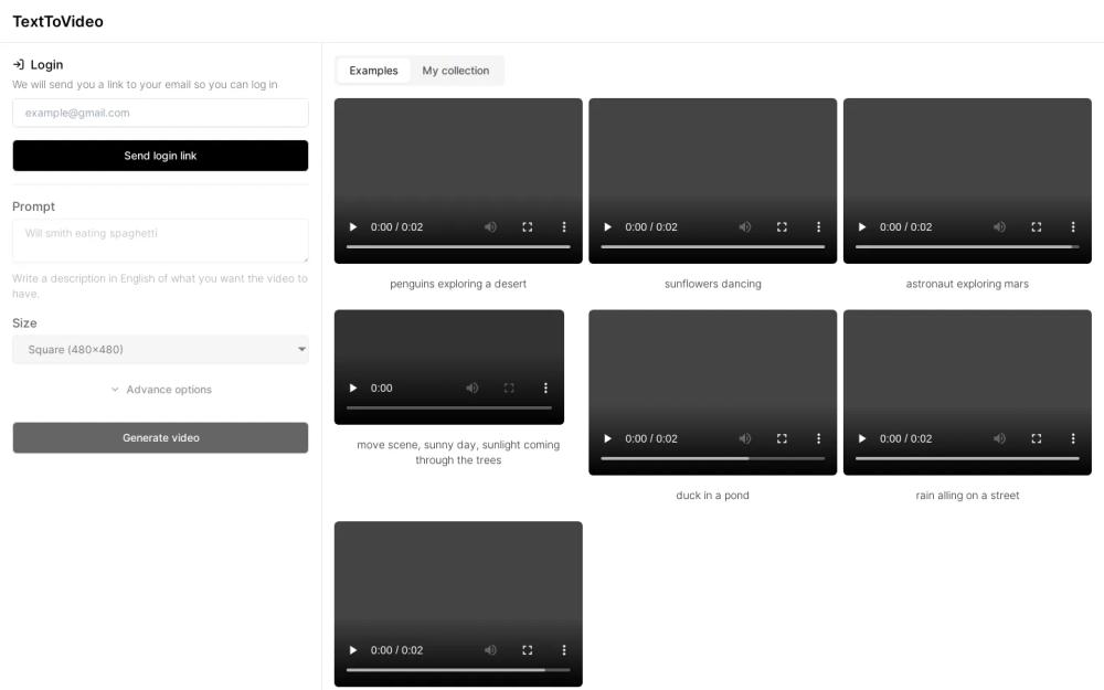 Text to Video AI website screenshot Text to Video AI website screenshot