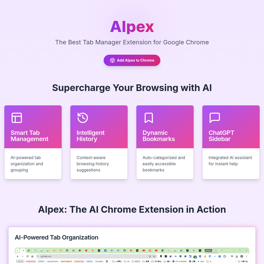 AIpex website screenshot AIpex website screenshot