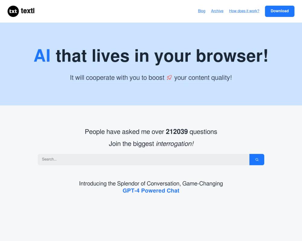 Texti website screenshot Texti website screenshot