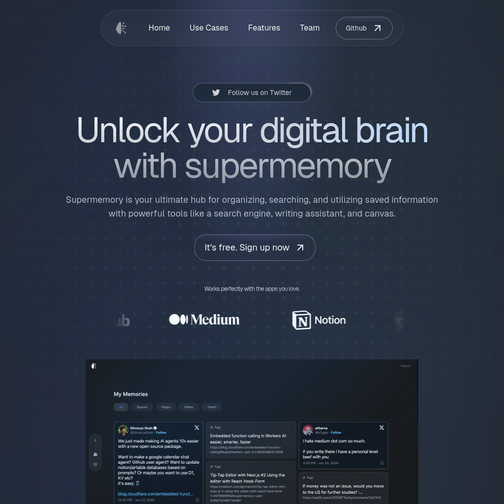 Supermemory website screenshot Supermemory website screenshot