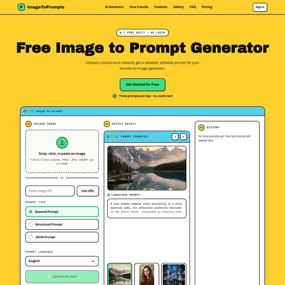 ImageToPrompts website screenshot ImageToPrompts website screenshot