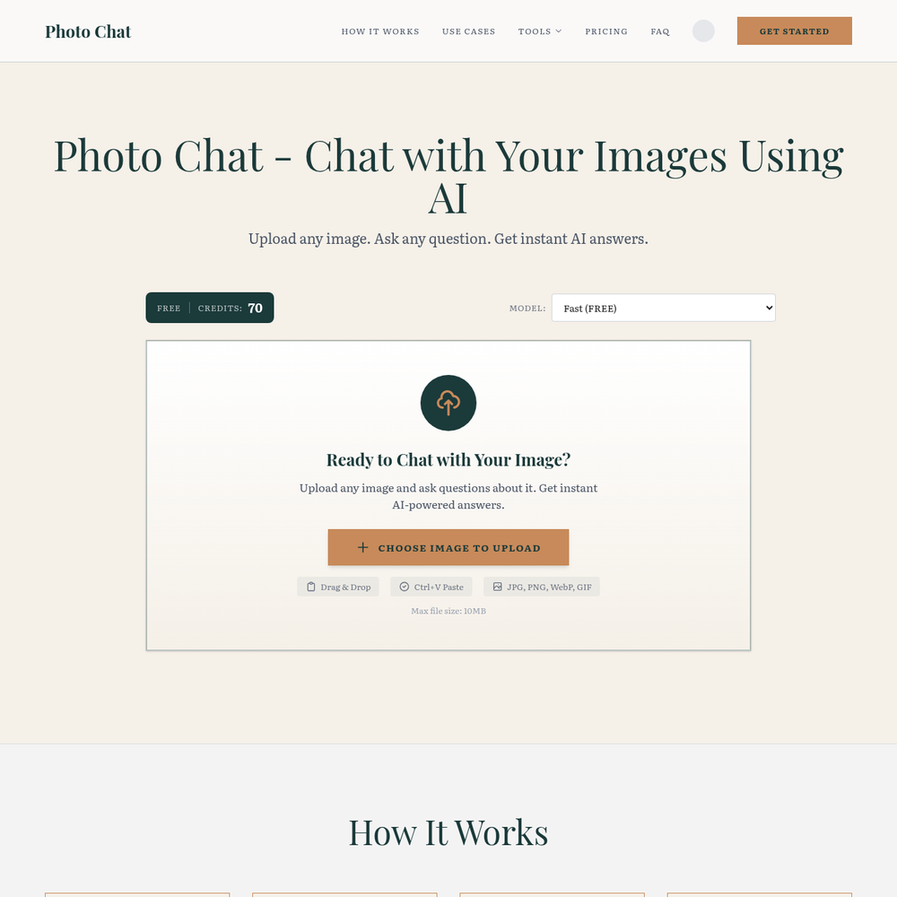 Photo Chat AI website screenshot Photo Chat AI website screenshot