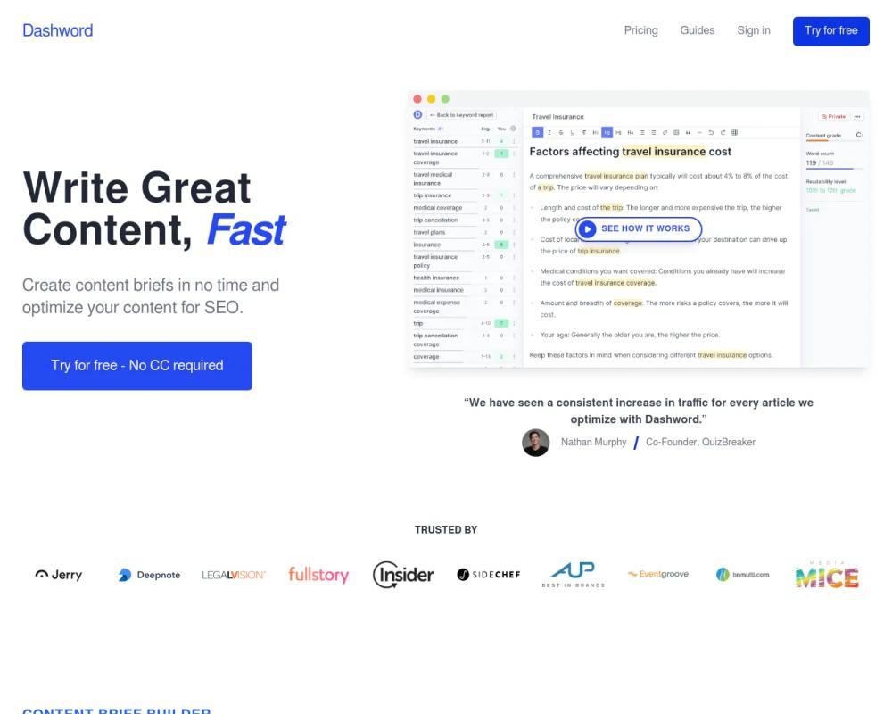 Dashword website screenshot Dashword website screenshot
