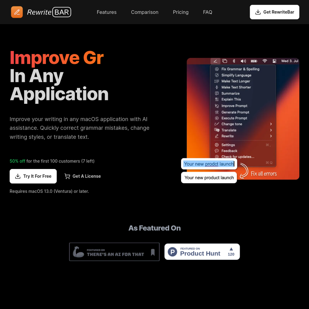 RewriteBar website screenshot RewriteBar website screenshot
