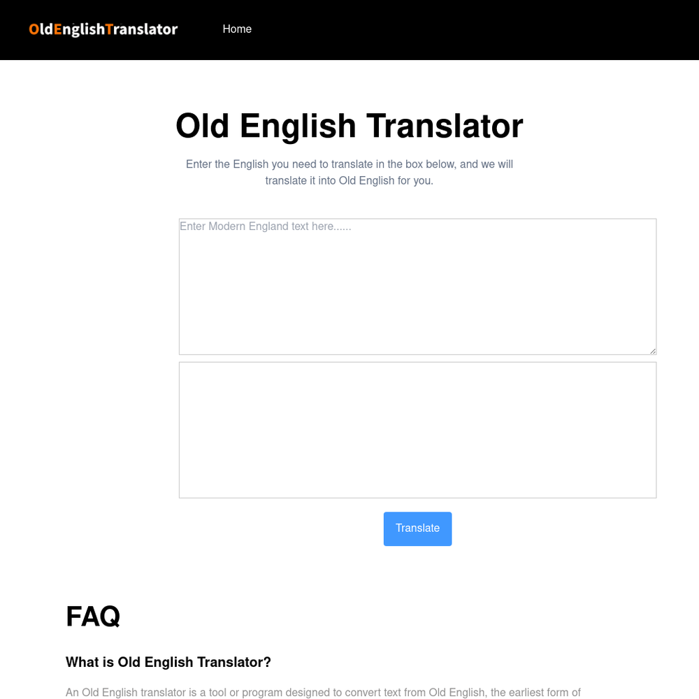 Old English website screenshot Old English website screenshot