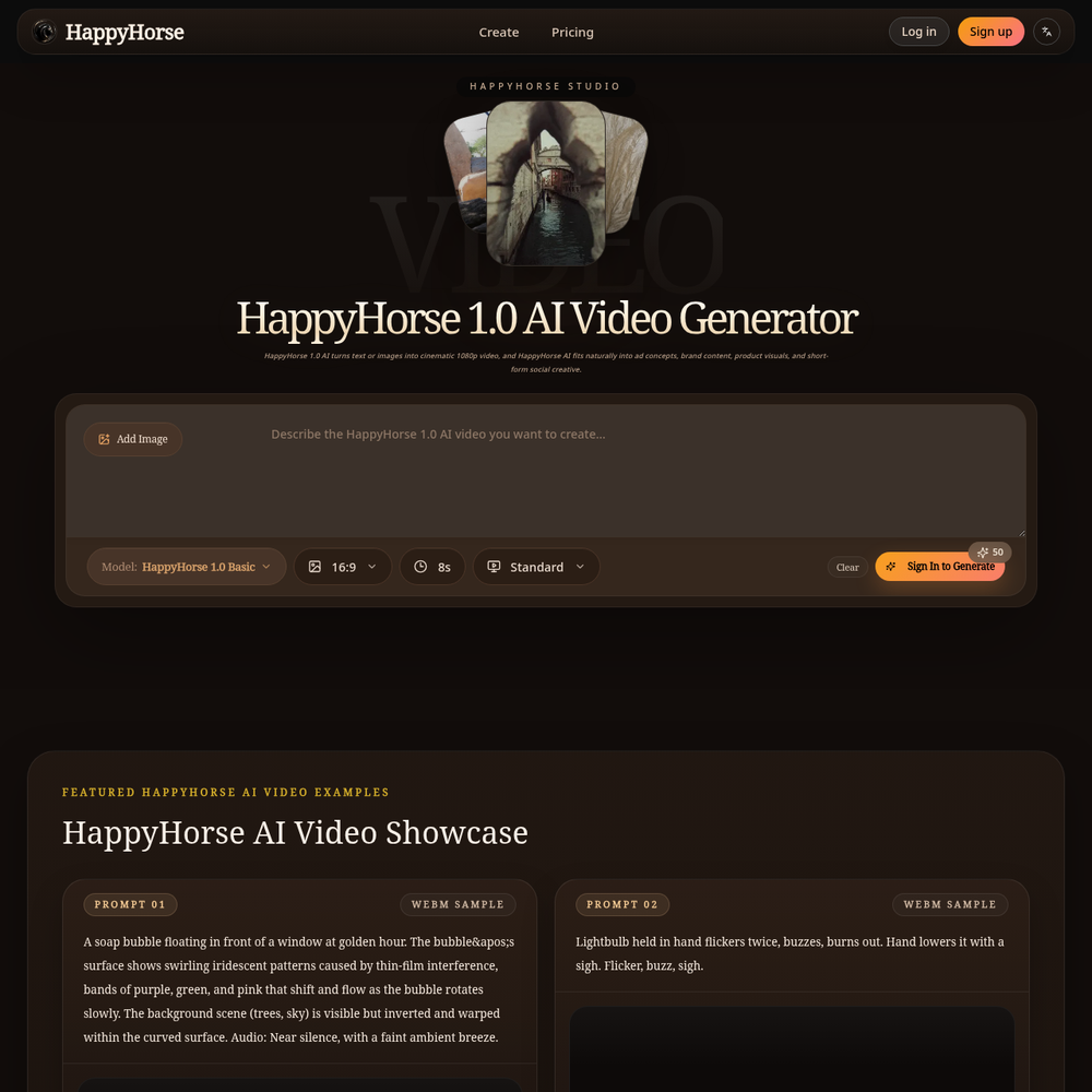 HappyHorse 1.0 website screenshot HappyHorse 1.0 website screenshot