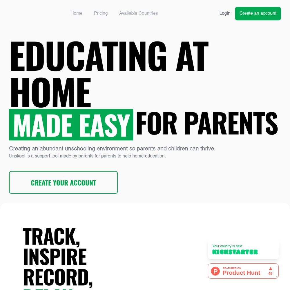 Unskool website screenshot Unskool website screenshot