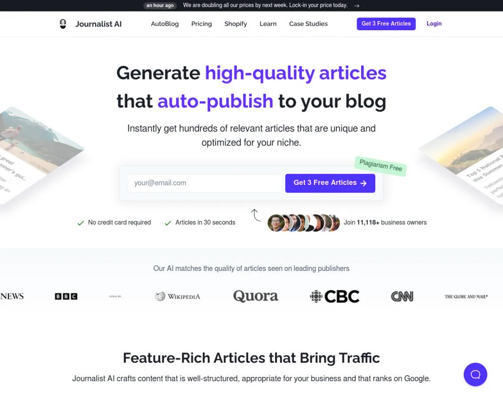 Journalist AI website screenshot Journalist AI website screenshot