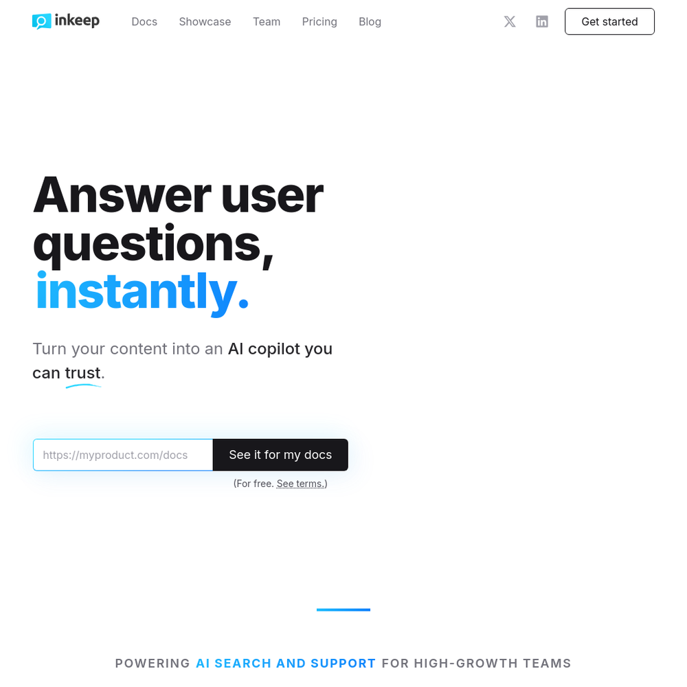 Inkeep website screenshot Inkeep website screenshot
