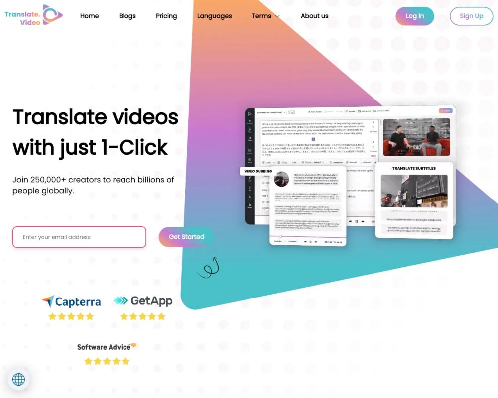 TranslateVideo website screenshot TranslateVideo website screenshot