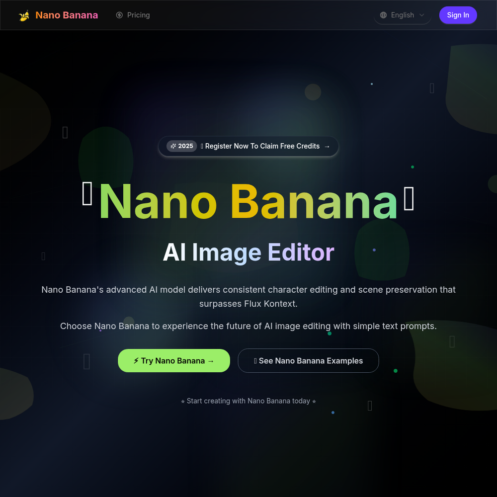 Nano Banana AI website screenshot Nano Banana AI website screenshot