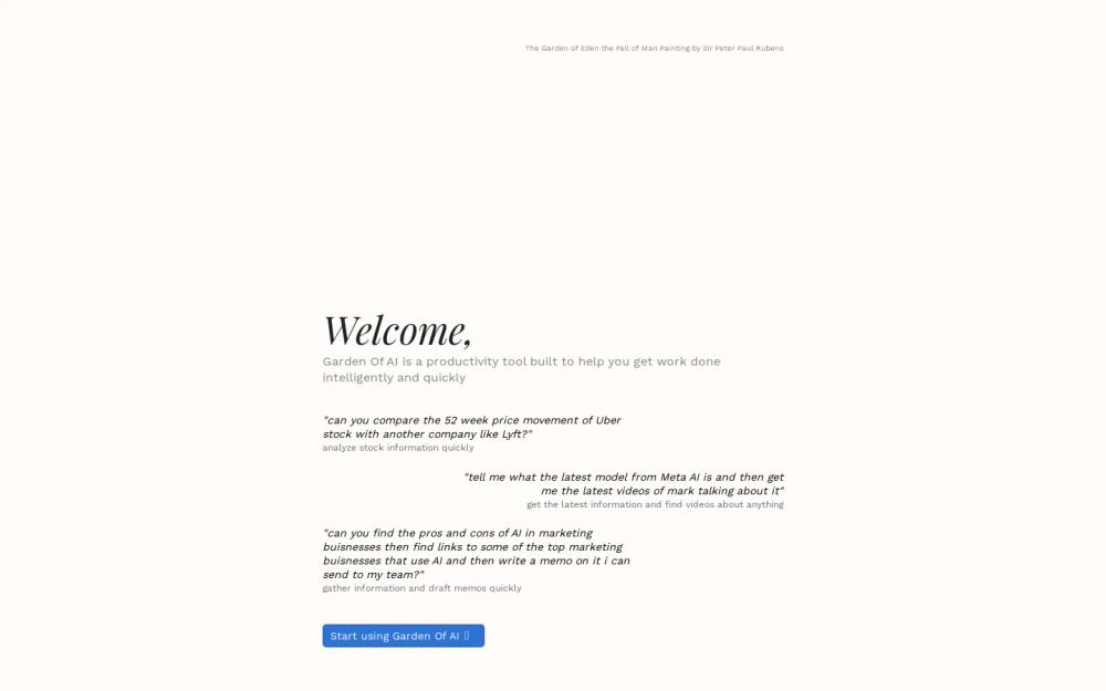 Garden of AI website screenshot Garden of AI website screenshot