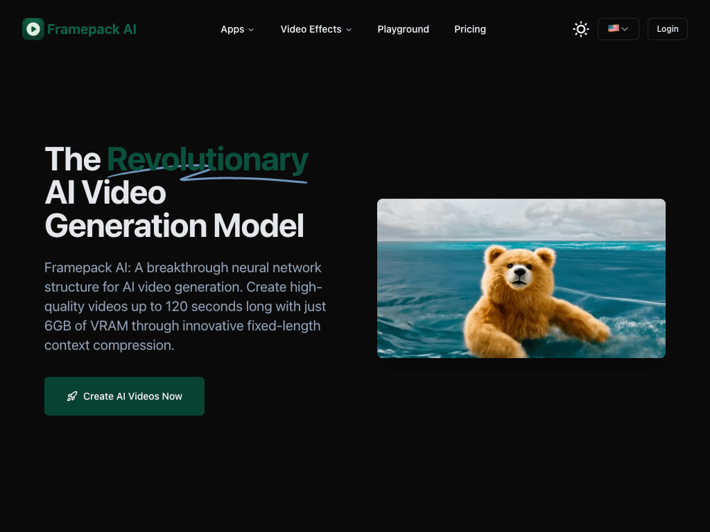 Framepack AI website screenshot Framepack AI website screenshot