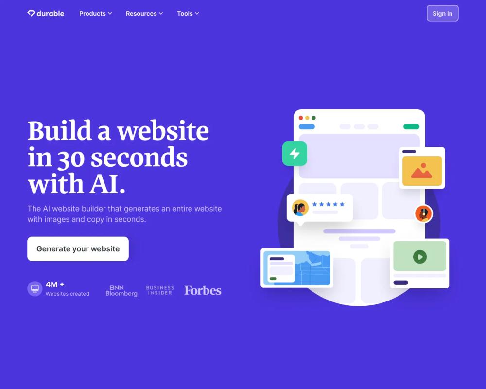 Durable website screenshot Durable website screenshot