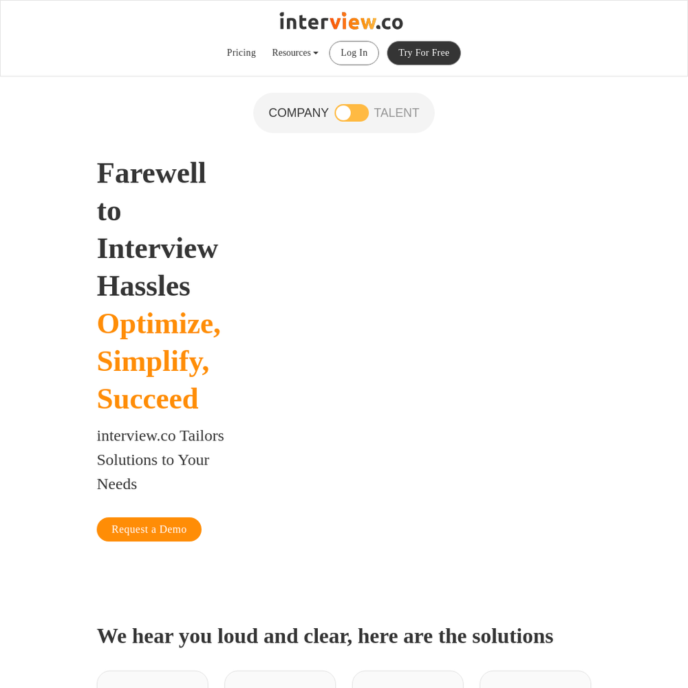 Interview.co website screenshot Interview.co website screenshot