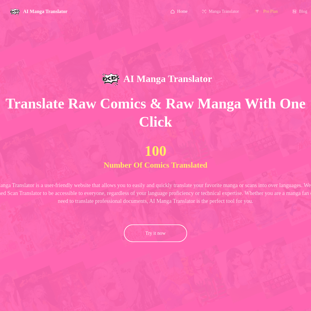 AI Manga Translator website screenshot AI Manga Translator website screenshot